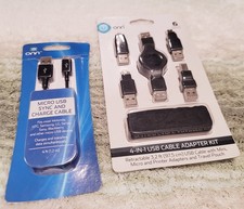 onn Micro USB Sync & Charge Cable 4ft + 4-in-1 USB Adapter Kit 3.2ft Black picture