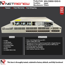 Cisco Catalyst WS-C3850-12XS-S 12-Port 10GbE SFP+ Switch w/ C3850-NM-2-10G picture