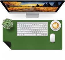 Green Leather Mouse Pad,Leather Desk Mat Protector,Dual-Side Use Mouse Mats,O... picture