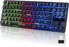 Wireless LED Keyboard, Rechargeable 87 Key RGB LED Backlit Wireless Keyboard,... picture