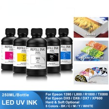 5×250ML LED UV Ink For DX4 DX5 DX6 DX7 DX10 TX800 XP600 Printhead picture
