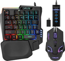 One Handed Half Keyboard Mouse USB Spilitter Type-C Adapter Gaming Combo with RG picture
