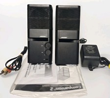 BOSE MEDIAMATE COMPUTER SPEAKERS PAIR W/ AC ADAPTER & AUDIO CABLE TESTED WORKING picture