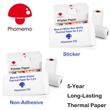 3 Rolls Phomemo Paper Blue on White Labels Thermal Paper for T02 M02 Printer picture