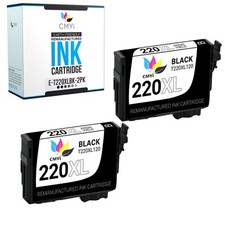CMYi  2-Pack Replacement 220XL Black Ink Cartridges Fits Epson Workforce WF2630 picture