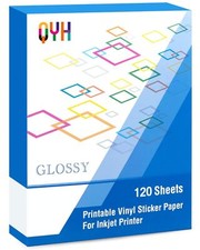 QYH Printable Vinyl Sticker Paper for Inkjet Printer Glossy 120 Sheets Adhsei... picture