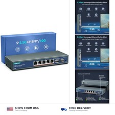 7 Port 2.5G Unmanaged Ethernet Switch, 5 x 2.5G Base-T Ports, 2 x 10G SFP, Co... picture