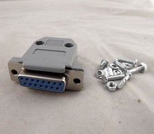 10x DB15 Female 15 Pin 2 Rows D-Sub Connector Gray Plastic Hood Cover Backshell picture