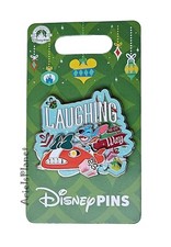 Disney Parks CHRISTMAS Holiday Stitch Laughing All the Way Pin on Pin 3D picture