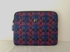 Coach NWT 62818 Poppy Tartan East West Universal Sleeve Navy Multi picture