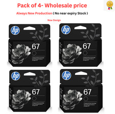 Pack of 4 HP 67 Black Original Ink Cartridge, ~120 pages, 3YM56AN- LIMITED OFFER picture