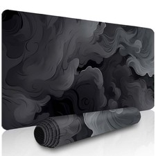 1pc Extra Large Mouse Pad Laptop Keyboard Mat - Black Gray Streamlined Cloud P picture