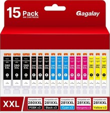 15 Pack 280XXL 281XXL Ink Cartridges Replacement for Canon 280 281 (3 full sets) picture