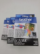 3-Pack Genuine Brother LC51BK Black Ink Cartridge OEM New Sealed EXP.2025 picture