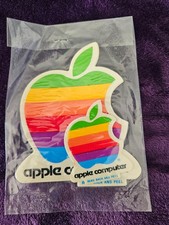 4pc Vintage Apple Computer Decal Stickers Rainbow 80s 2 large 2Small Multicolor picture