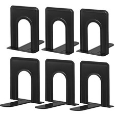 Heavy Duty Bookends 3 Pair Black Shelves HappyHapi Pairs picture