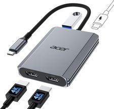 4-In-1 USB C Hub, Type C to Dual HDMI Adapter 4K@60Hz, HDMI Splitter for Dual Mo picture