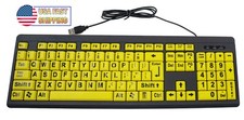 Big Bright Easy See Keyboard Yellow Large Print Letter Keys - Visual Impaired  picture