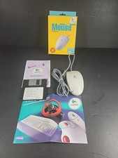 Vintage Logitech PS/2 2-Button Ball Mouse M-S34 Boxed Floppy Disk Tested 1998 picture