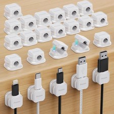 24 Pack Magnetic Cable Clip Organizer - Adhesive Cord Holder for USB & Phone Cab picture
