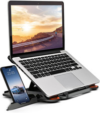 Laptop Stand with Phone Holder Adjustable Ergonomic Desk 10-17 Inch Black picture