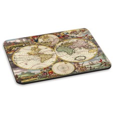 VINTAGE OLD WORLD MAP 5 PC COMPUTER MOUSE MAT PAD - Round Globes Retro Travel picture