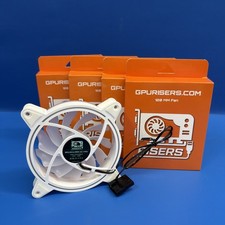 Lot of 4 GPURisers 120mm White LED PC Case Cooling Fans 12V Molex Quiet picture