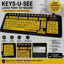 Keys-U-See Large Print High Contrast USB Keyboard Yellow/Black QWERTY English picture