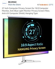 DEJIMAX 27 in 16:9 Hanging Monitor Privacy Screen Anti-Blue Light Anti-UV picture