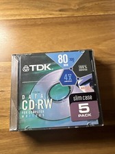 TDK CD-RW Compact Disk Recordable 80 Min 700MB 4X 5-Pack New/Sealed FreeShip picture