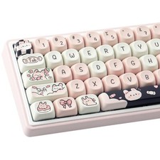 PBT MOA Keycaps - Cute Bunny Design 132 Keys Customisable for 61/64/68/84/87/... picture