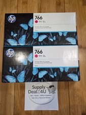 Genuine HP P2V90A Designjet 766 Magenta Ink 2 Pack OEM Factory Sealed BOX NEW picture