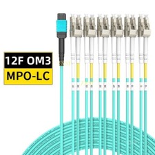 1-20M MPO Female to 6 LC Duplex 12 core OM3 Branch Fiber Optic Patch Cord Jumper picture