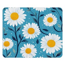 Daisy Pattern Mouse Pad | Blue Floral Desk Mat picture