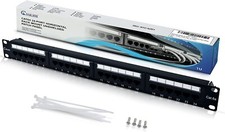 24 Port Patch Panel Ethernet RJ45 UTP Cat6A Network Lan Horizontal Rack Mount picture
