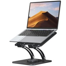 Nulaxy 360° Rotating Ergonomic Laptop Stand for Desk, Dual Foldable Black picture