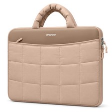 MOSISO 13-13.3 Inch Puffy Laptop Sleeve Brown Dual Zipper Front Pocket picture