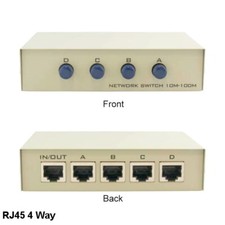 Kentek RJ45 Manual Data Switch 4 Way Push Button Type Network Routers Modem PC picture