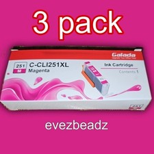 EvezBeadz 3x Galada Ink Cartridge (251 M) C-CLI251XL Magenta New Bundle Lot  picture