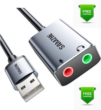 SAMZHE USB to Audio Jack Sound Card Adapter with Dual TRS 3-Pole 3.5mm Headphone picture