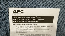 APC User Manual User Manual For The Back-UPS Pro - Brand New Manual picture