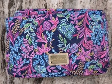 Lilly Pulitzer Floral Print Fold-Over Clutch/Cosmetic Organizer Pouch w/ Wicker picture