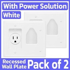 2 Pack Recessed Cable Wall Plate with Power Outlet 2-Gang Low-Voltage Wallplate picture