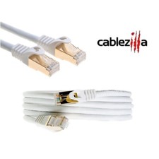 Cat7 S/FTP Ethernet Patch Cable High-Speed 600MHz White 6FT- 25FT Multi Pack LOT picture