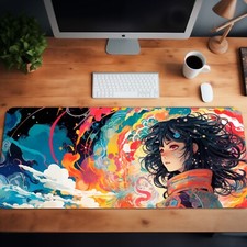 Japanese Style Mouse pad , Aesthetic Anime Girl Deskmat, Bright Mouse Pad picture