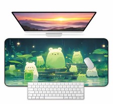 Kawaii Green Anime Forest Desk Mat Cute Bear Gaming Mouse Pad Large Desk Pad picture