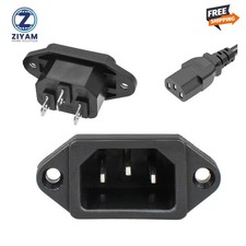 QTEATAK 3 Pack Screw Mount 3 Pins Inlet Power Plug Socket IEC320 C14 AC 250V 10A picture