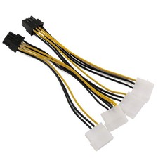 2PCS 20cm Dual Molex 4Pin Male to 8Pin Male PCI Express Power Converter Cable... picture