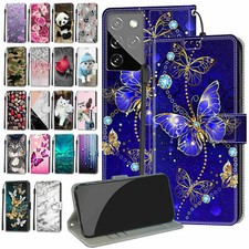 Flip Sunset Panda Cat Flower Wallet Cover Case For S25 Edge S24 S23 Ultra picture