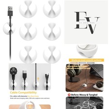 6pcs Self-Adhesive Cable Clips - Elegant Rubber Cord Organizers for Neat Spaces picture